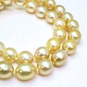 ＊南洋ゴールデンパールネックレス＊m 約61.1g 約45.0cm 約9.0~12.0mm pearl jewelry necklace accessory EA7/EB0