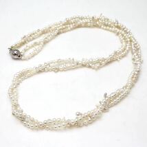 ＊アコヤ本真珠ベビーパール2連ロングネックレス＊m 21.6g 60.5cm 3.0~4.4mm バロック あこや baby pearl necklace jewelry silver EA7/EA8_画像4