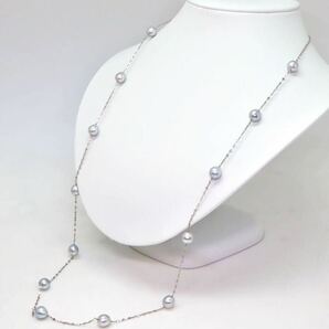 大珠!!＊K18WGアコヤ本真珠ステーションネックレス＊●a 約12.3g 約80.0cm 約8.0~8.5mm あこや pearl necklace accessory jewelry EB0/EB0の画像1