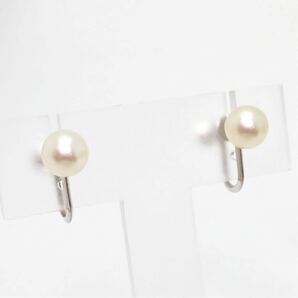 箱付き!!＊MIKIMOTO(ミキモト) K14WGアコヤ本真珠イヤリング＊a 約2.8g 約7.0mm パール pearl earring jewelry EA3/EA5の画像3