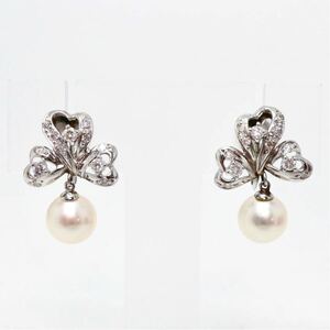 ＊JEWELRY MAKI(ジュエリーマキ)Pt850アコヤ本真珠/天然ダイヤモンドイヤリング＊a 6.6g pearl earring pierce jewelry EB7/EB7