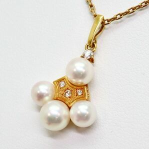 ＊MIKIMOTO(ミキモト)K18アコヤ本真珠/天然ダイヤモンドペンダント＊a 5.9g 40.5cm パール pearl diamond jewelry pendant EC6/ECの画像2