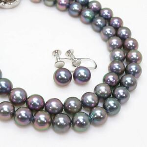 ＊アコヤ本真珠ネックレス・K14WGイヤリング＊a 約31.0g 約43.0cm 約6.5~7.0mm あこや パール pearl necklace jewelry silver DF0/EA2