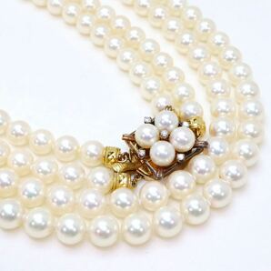 豪華!!美品!!ダイヤモンド付き!!＊MIKIMOTO(ミキモト)K14アコヤ本真珠2連ロングネックレス＊a 101.8g 79cm pearl jewelry necklace FA0/EA5の画像1