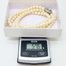 ＊アコヤ本真珠2連ネックレス＊a 約57.6g 約41.5cm 約6.5~7.0mm あこや パール pearl necklace jewelry silver DE0/DE0_画像8