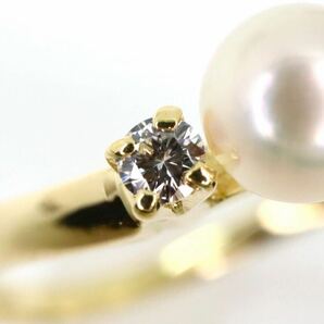 美品!!＊MIKIMOTO(ミキモト)K18アコヤ本真珠ベビーパール/天然ダイヤモンドリング＊a 1.8g 9号 diamond ring 指輪 jewelry EB0/EB8の画像5