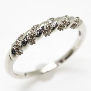 ＊K18WG天然ダイヤモンドリング＊m 約2.9g 約19.0号 約0.15ct diamond ジュエリー ring 指輪 EB3/EB