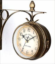 両面時計 おしゃれ 掛け時計 壁掛け時計 アイアン アンティーク調 エレガント レトロ 両面ウォールクロック GD_画像3