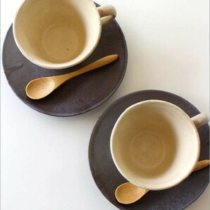 カップ＆ソーサー おしゃれ 陶器 和食器 コーヒーカップ セット 日本製 美濃焼 キナリカップ＆ソーサー2個セットの画像2