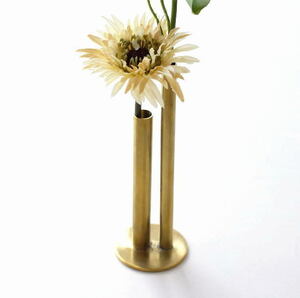 花瓶 フラワーベース おしゃれ 真鍮 花器 かわいい 一輪挿し 小花 シンプル スリム BRASSのツインフラワーベース S