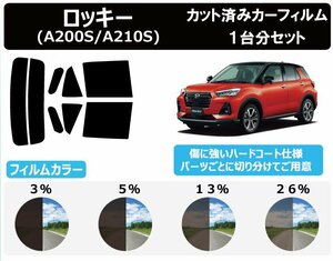 【ノーマルスモーク透過率5％】ダイハツ ロッキー (A200S/A210S) カット済みカーフィルム リアセット