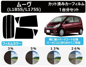 【ノーマルスモーク透過率3％】ダイハツ ムーヴ (L185S/L175S) カット済みカーフィルム リアセット