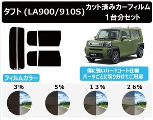 【ノーマルスモーク透過率13％】 ダイハツ タフト (LA900S/LA910S) カット済みカーフィルム リアセット