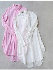 R&D.M.Co- オールドマンズテーラーCOTTON ORGANDY SWALLOWTAIL SHIRTS DRESS スワロウテイル シャツドレス ワンピース ピンク