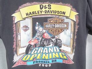 ◆ワケアリ格安◆HARLEY DAVIDSON ハーレーダビッドソン Tシャツ フェードブラック 2000年 USA アメリカ製 Hanes BEFFY-T Y2K 90s 古着女子