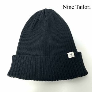 【超美品】日本製 春夏Nine Tailor ナインテーラー コットンニットキャップ ブラック フリーサイズ 