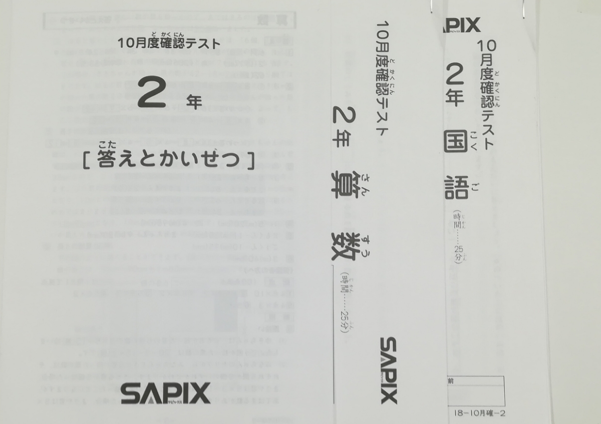 愛用 2年生/小2 サピックス ☆最新2019原本☆SAPIX 4月入室テスト 答え 