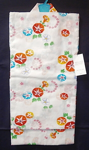 * new goods for girl yukata 7~8 -years old |120 size made in Japan white ground bokashi cotton Kobai 
