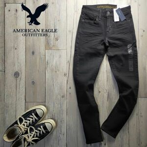 未使用☆AMERICAN EAGRE アメリカンイーグル☆URTRA SKINY ストレッチ ブラック デニム レディース W26 S912