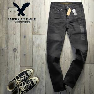 未使用☆AMERICAN EAGRE アメリカンイーグル☆EXTREME FLEX SUPER SKINNY ストレッチ ブラック スキニー デニム レディース W26 S893