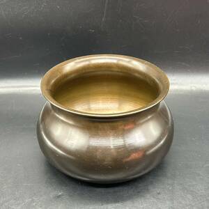 茶道具 茶器 エフゴ形 建水 重さ約500g 煎茶道具 銅製　 アンティーク　口径130mm×直径150mm×高さ95mm R2