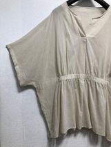 新品☆10L♪ベージュ系♪コットン100％透け感おしゃれキーネックブラウス☆b238_画像4