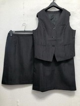 新品☆LL♪黒系ストライプ柄♪ベストスーツ事務服スカート2種付♪わけあり☆b314_画像2