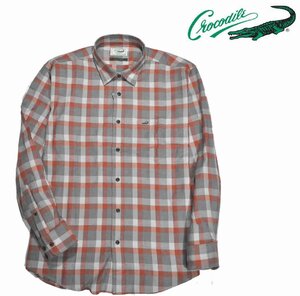 [クロコダイル] ワークシャツ 長袖カジュアルシャツ ソフトサーモ 大きいサイズ 春秋 2Lサイズ　2赤　1001-15118