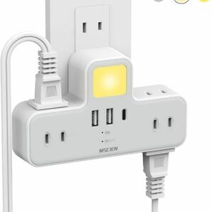 Mscien コンセント 分岐 LEDナイトライト usb コンセント 電源タップ usb付き 1個usb-c 2個usb-a 6