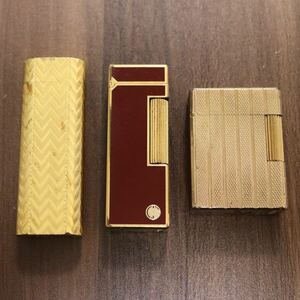 Cartier カルティエ dunhill ダンヒル S.T.Dupont デュポン ライター 喫煙具 ボルドー ゴールド 3本 まとめ 火花確認あり 現状渡し