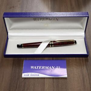 WATERMAN ウォーターマン 万年筆 赤 レッド マーブル ゴールド色 ペン先太さEF カートリッジ式 文房具 元箱付き 冊子付き 筆記未確認