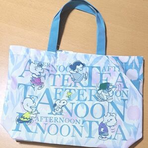 1点のみ新品Afternoon Tea コラボ PEANUTS ロゴバッグ S スリットポケット おまけSNハンドクリーム