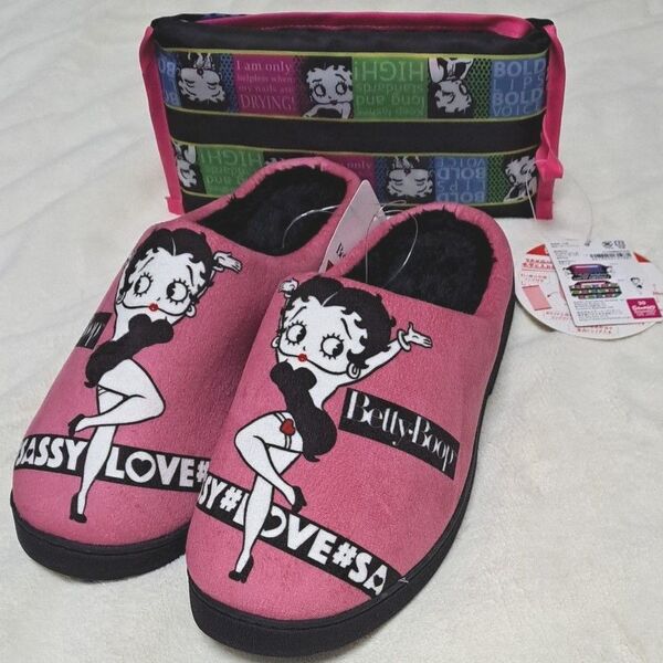 BETTY BOOP サンダル M (ピンク)/コンビニお弁当が入るエコバッグ 新品2点セット