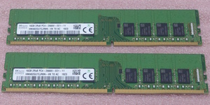 ◎SK hynix HMA82GU7CJR8N-VK 2枚セット - PC4-21300/DDR4-2666/PC4-2666V ECC Unbuffered 288Pin DDR4 UDIMM 32GB(16GB x2) 動作品