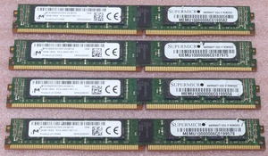 ＃Micron MTA18ADF2G72PZ-2G3B1 4枚セット - PC4-19200/DDR4-2400/PC4-2400T ECC Registered 288Pin VLP DDR4 RDIMM 64GB(16GB x4) 動作品