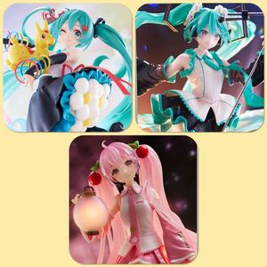 未開封3種set☆初音ミク AMP + フィギュア バースデー&桜ミク &39/サンキュー Figure HATSUNE MIKU AMP+ birthday 2023ver SAKURA THANKYOU