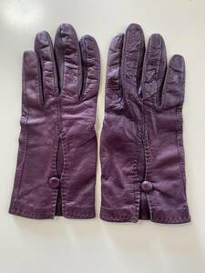 【美品】イタリア　セルモネータ　レディース　レザーグローブ　革手袋　パープル系　サイズ7 シルク裏地　SERMONETA GLOVES