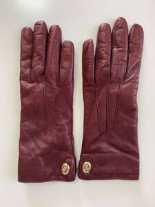 [ unused ] Coach COACH lady's leather glove bordeaux series leather gloves cashmere lining size 7