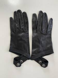 [ beautiful goods ] Italy made diesel DIESEL lady's leather glove black black leather gloves lining less size Ⅰ