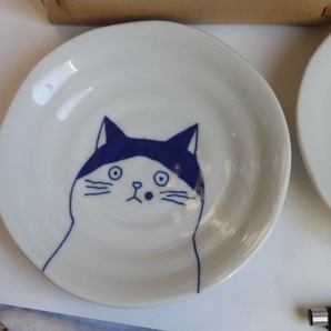 未使用◆美濃焼 ねこフレンズ取り皿 ５柄組 ネコ (=^・^=) 猫 φ16cmの画像2