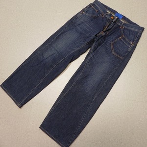 -178* EDWIN Edwin AD5 size XL ( approximately 92cm) jeans solid cutting 3D USED processing hige leather patch E-FUNCTION made in Japan Denim pants prompt decision *