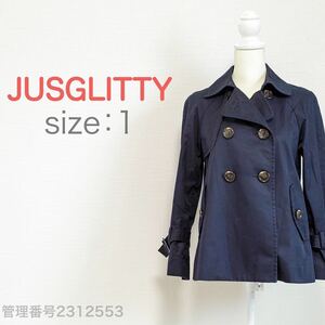 【送料無料】JUSGLITTY(ジャスグリッティー)レディース　ショートトレンチ　スプリングコート　ダークネイビー　M