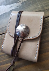  compact coin case card-case change purse . purse Tochigi saddle leather hand made *( natural color )*102