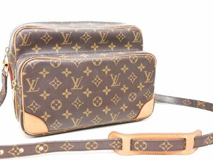 美品 ルイヴィトン Louis Vuitton ナイル バッグ ショルダーバッグ サコッシュ モノグラム M45244 ブラウン レザー ベタ無し 廃版 袋付き