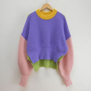 MILKFED. ミルクフェド 103224015005 PANELED KNIT TOP ニット セーター トップス ショート丈 サイドスリット カラフル ONE 10115480