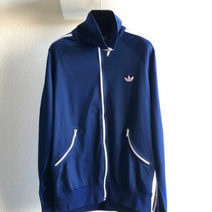 【古着】70年代 adidas アディダス トラックジャケット ジャージ ネイビー Mサイズ スタンドカラー OPTIジップ