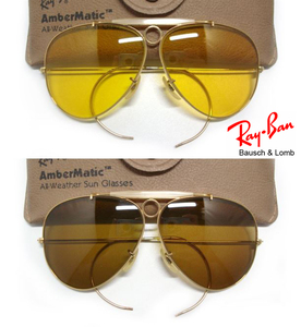 希少Vintage B&L RayBan SHOOTER 62mm Ambermaticアンバーマチック調光レンズMetalゴールドUSA製シュータBLボシュロム金アメリカ製メタル黄