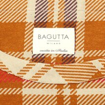 【新品】バグッタ Bagutta コットンウール チェック 半袖Ｔシャツ ブラウンxレッド【サイズM】_画像3
