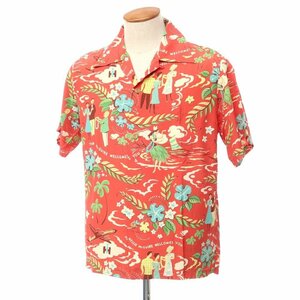 【中古】サンサーフ SUN SURF TOURIST BUREAU 半袖アロハシャツ レッドxグリーン【サイズM】