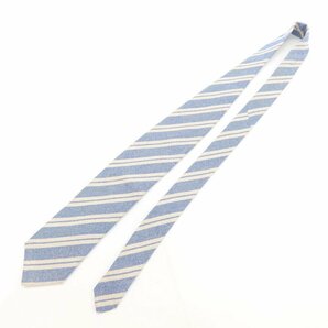 【中古】タイユアタイ TIE YOUR TIE ストライプ カシミヤシルクリネン ネクタイ ブルーxアイボリー BPDの画像2